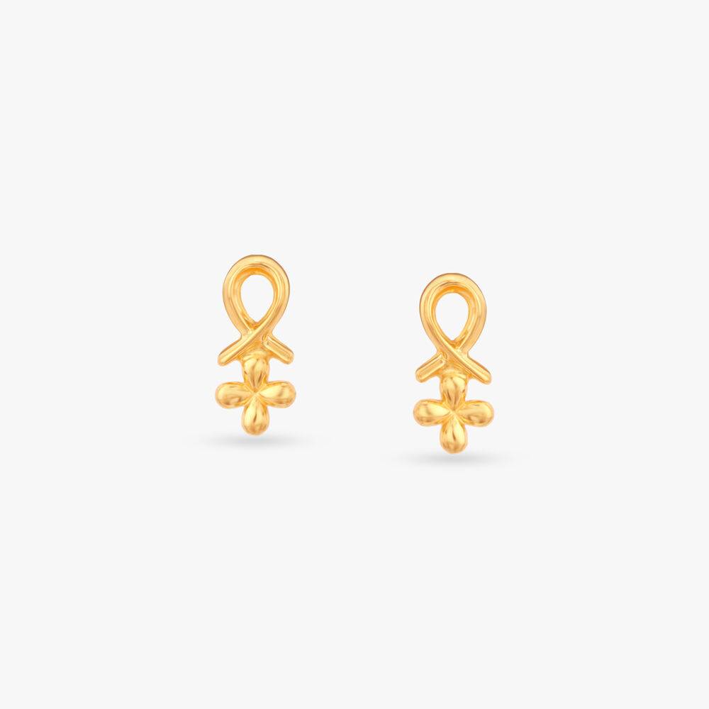 Sunshine Loop Gold Stud Earrings For Kids