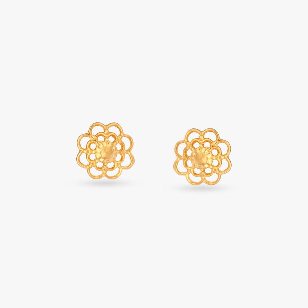Petite Delight Gold Stud Earrings For Kids