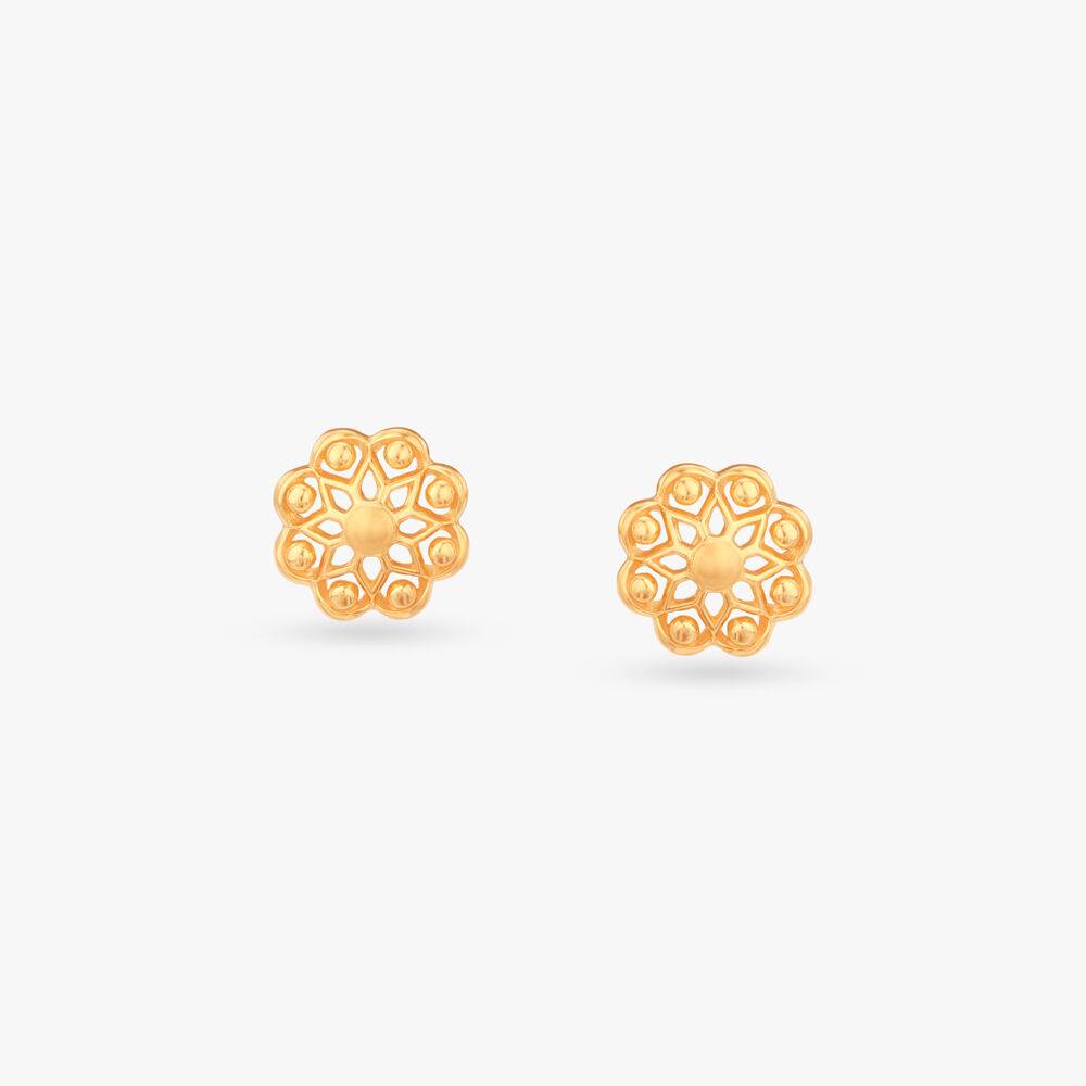Little Daisy Gold Stud Earrings For Kids
