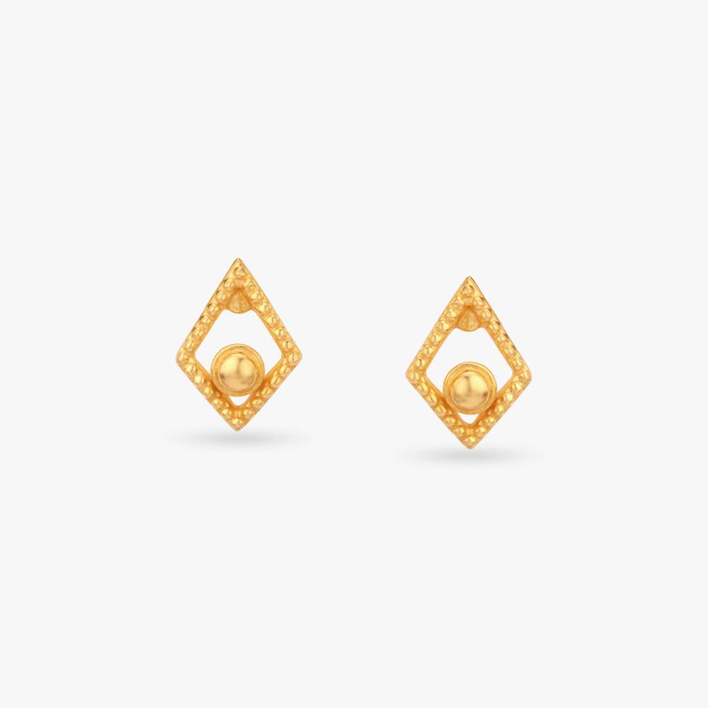 Twinkle Frame Gold Stud Earrings For Kids