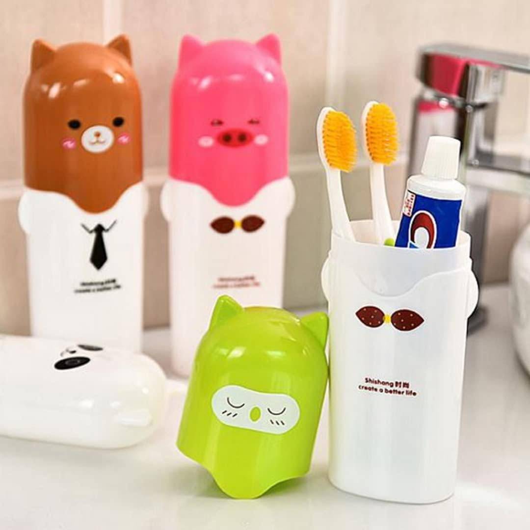 Cartoon Animal Toothbrush & Toothpaste Travel Case – Portable Plastic Toothbrush Box for Kids (Random Color, Pack of 1) Buy @ ₹49