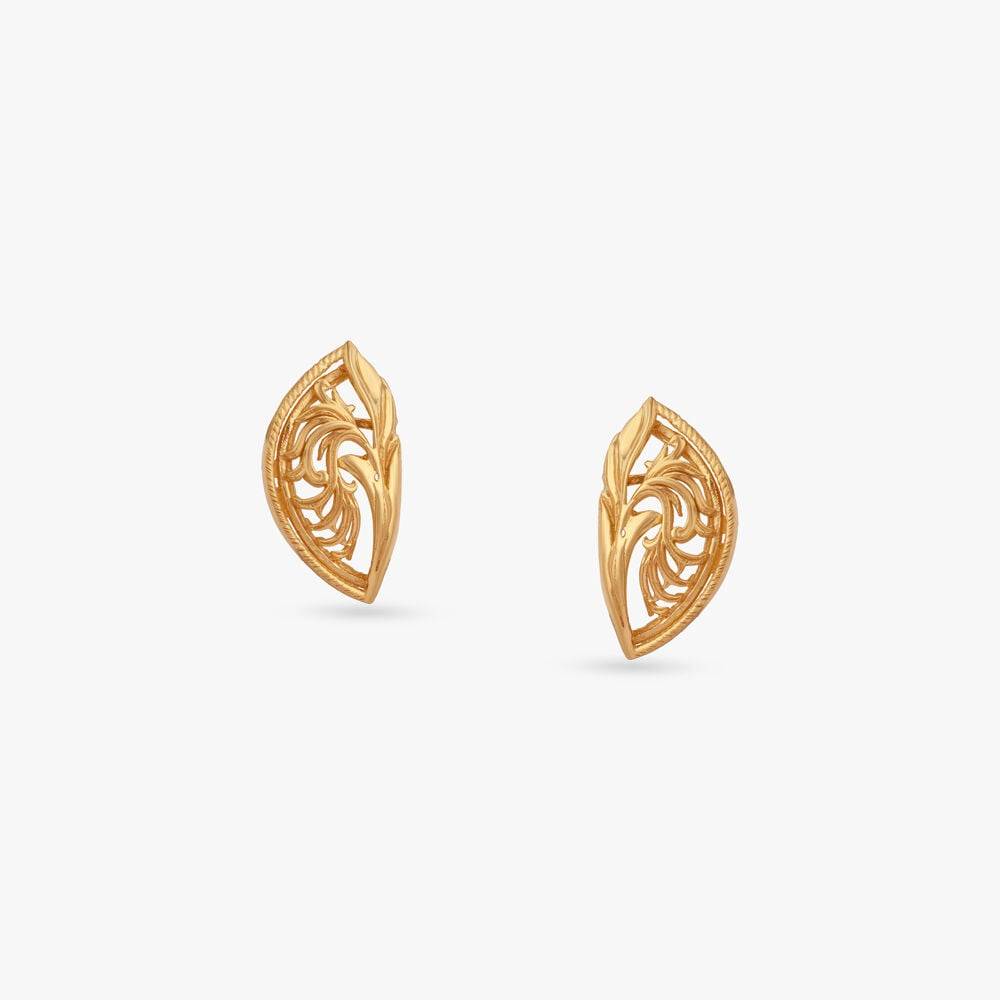 Filigree Charm Gold Stud Earrings
