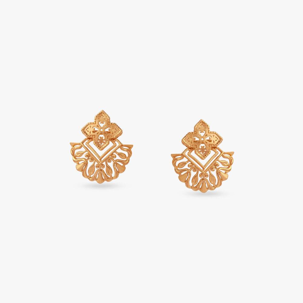 Royal Crest Gold Stud Earrings