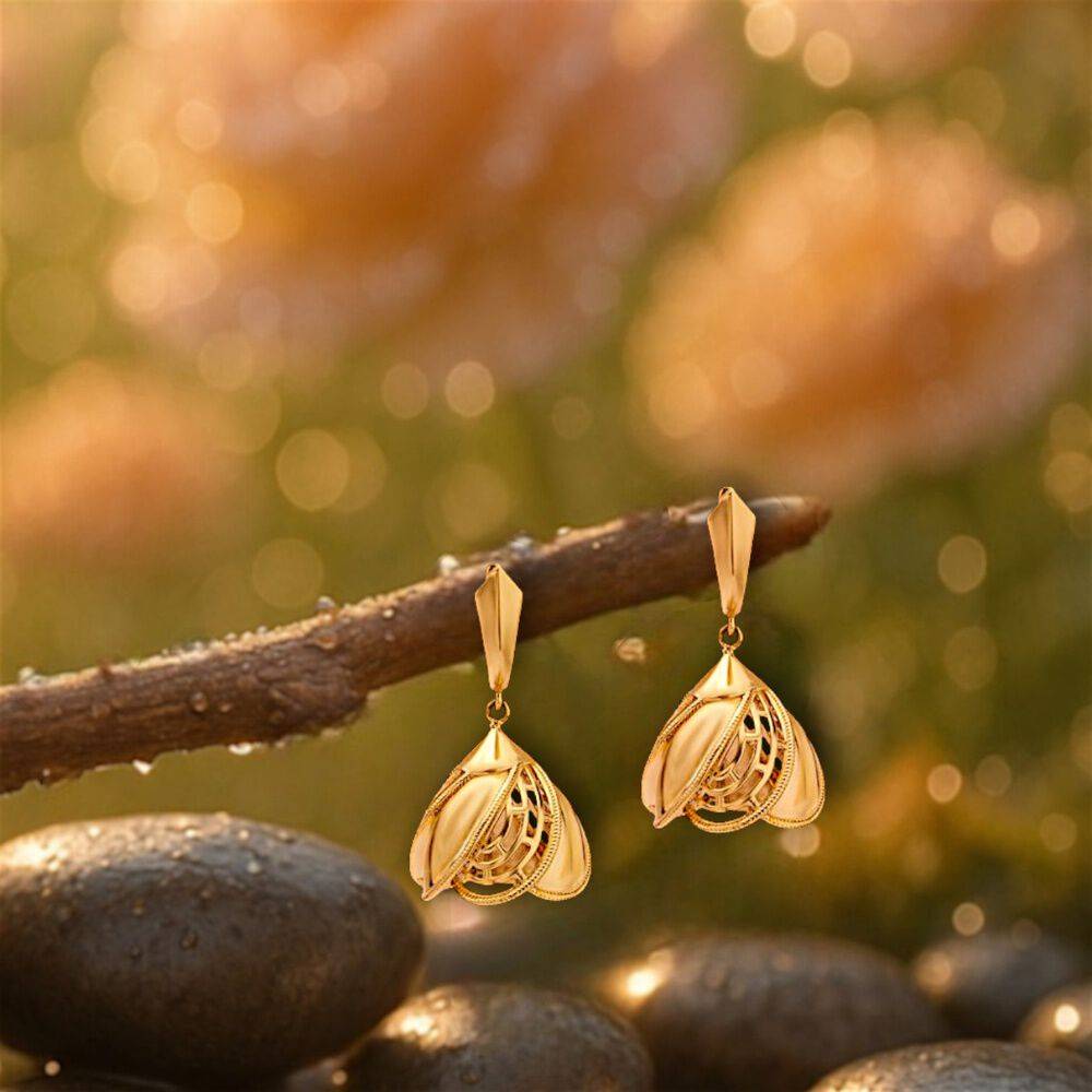 Floral Fusion Gold Hoop Earrings