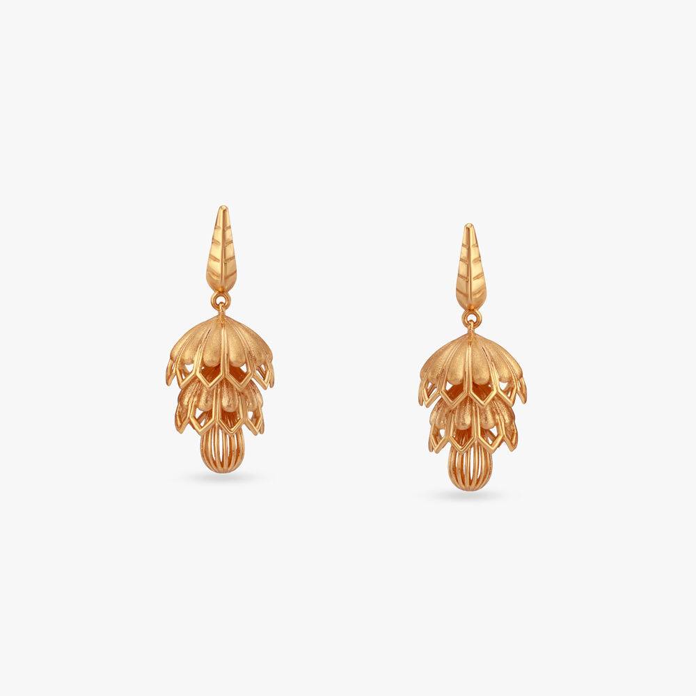 Bloom Cascade Gold Jhumka Earrings