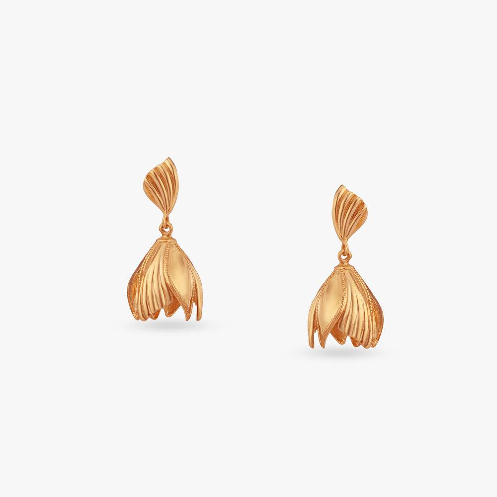 Blooming Grace Gold Jhumka Earrings