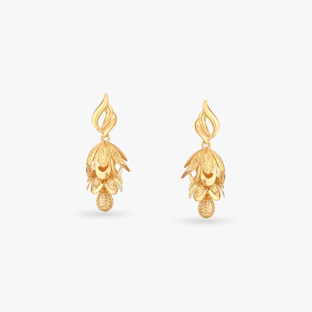 Blooming Grace Gold Jhumka Earrings