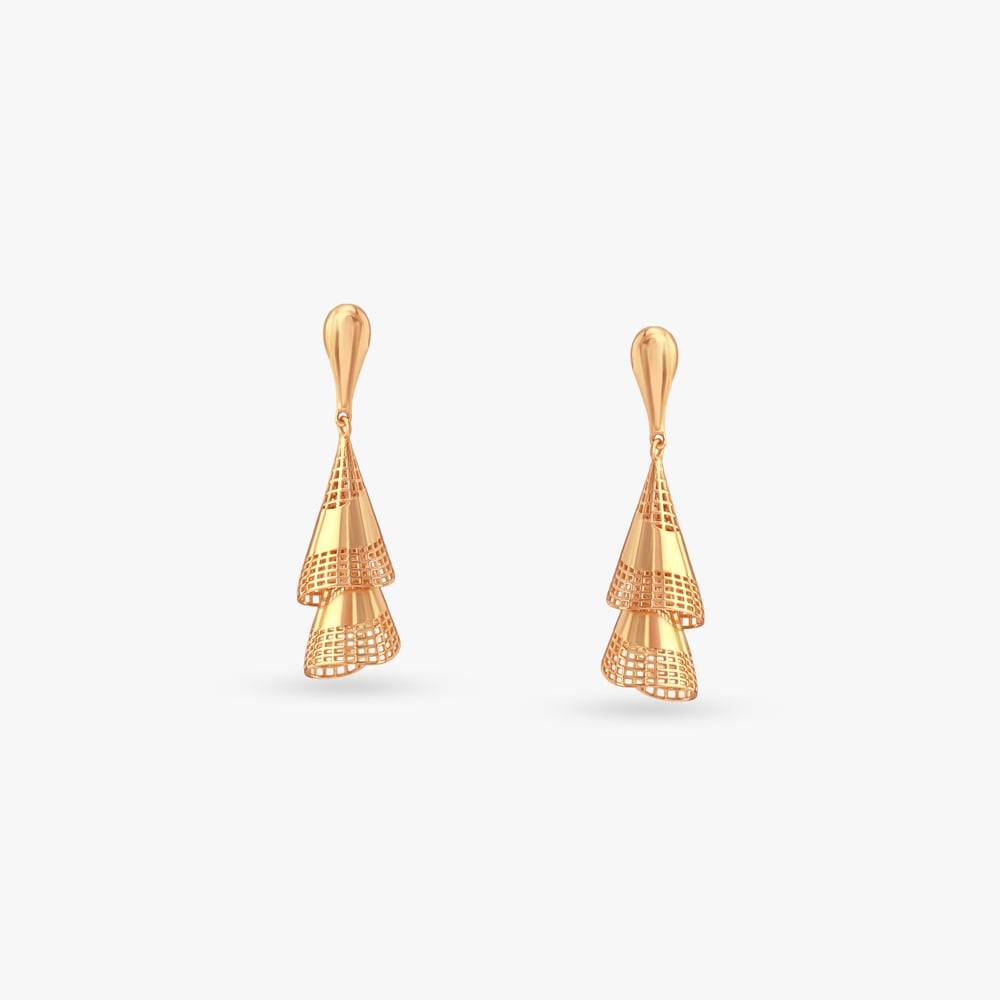 Mesh Melody Gold Jhumka Earrings