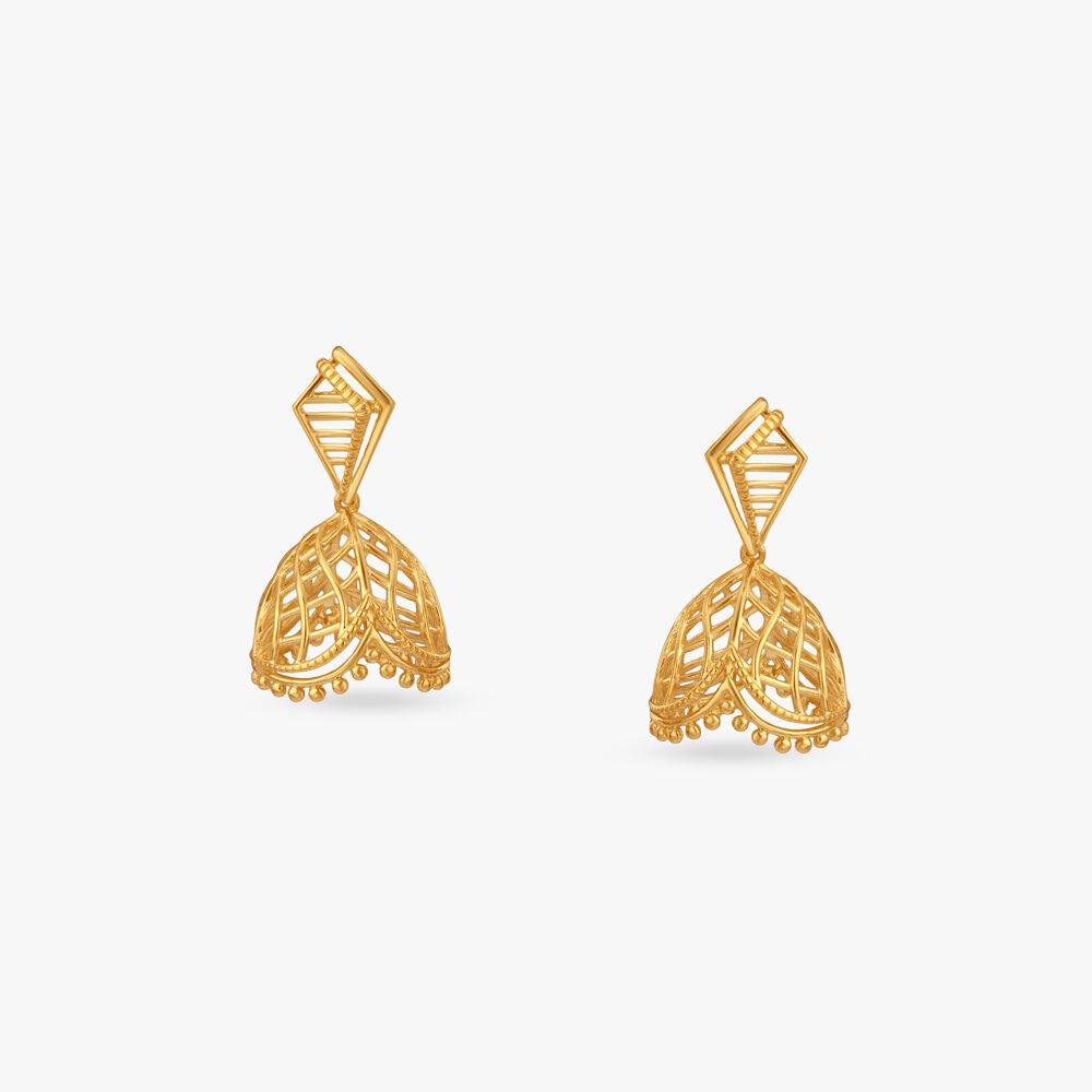 Regal Charm Gold Jhumka Earrings