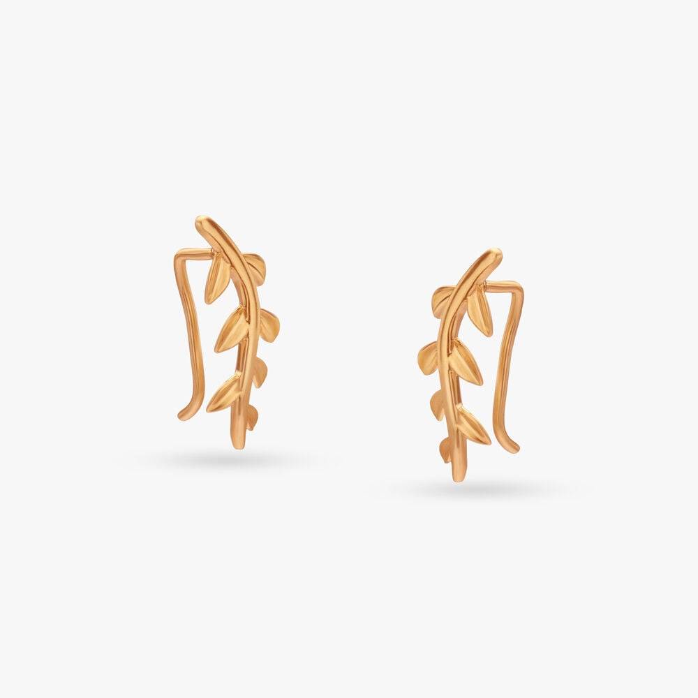 Radiant Vine Gold Stud Earrings