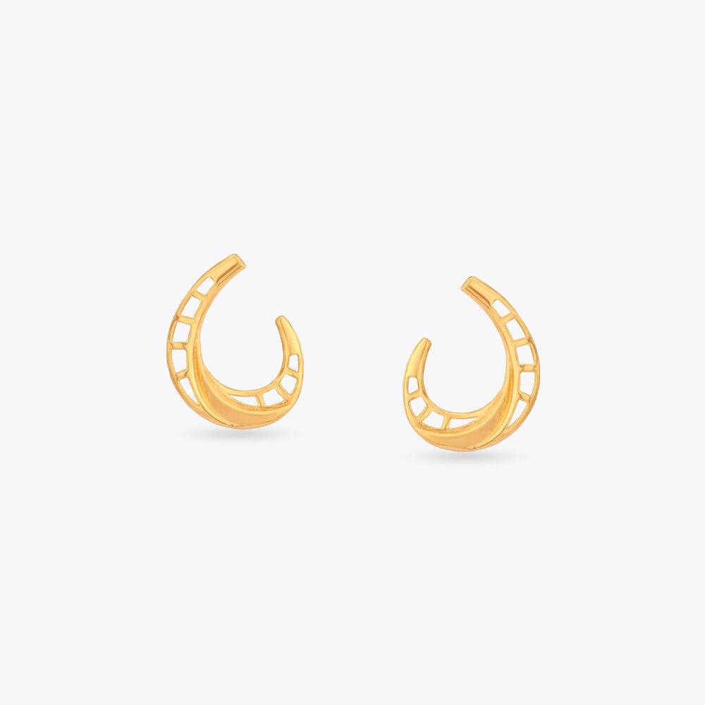 Crescent Gleam Gold Stud Earrings