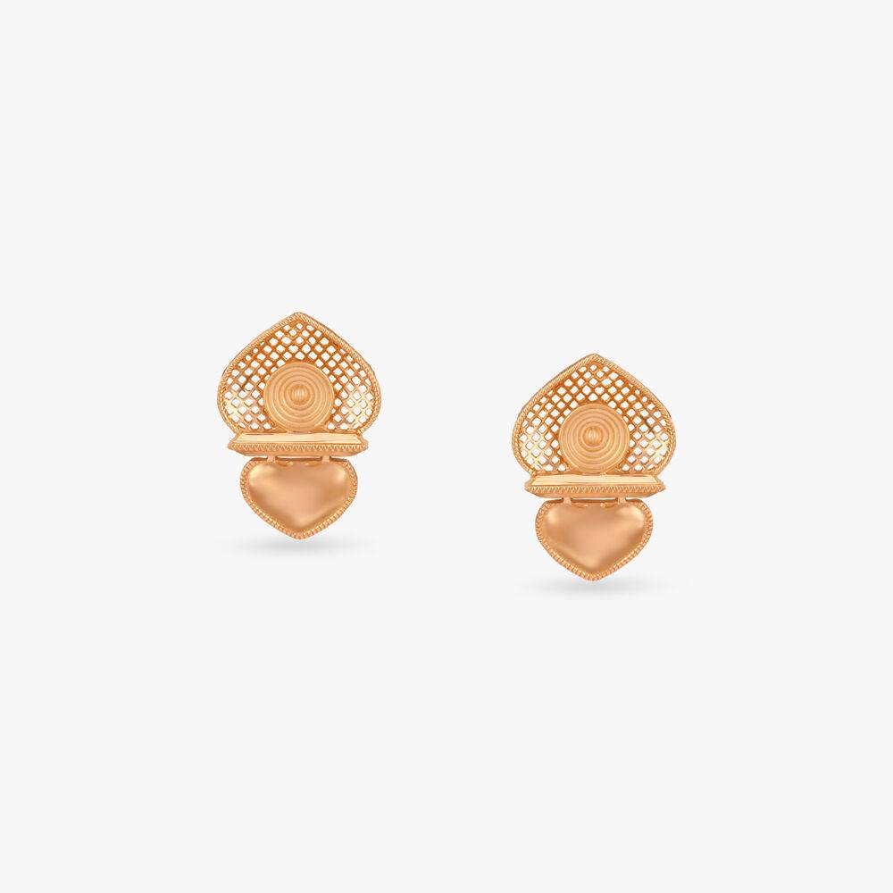 Regal Heart Gold Drop Earrings