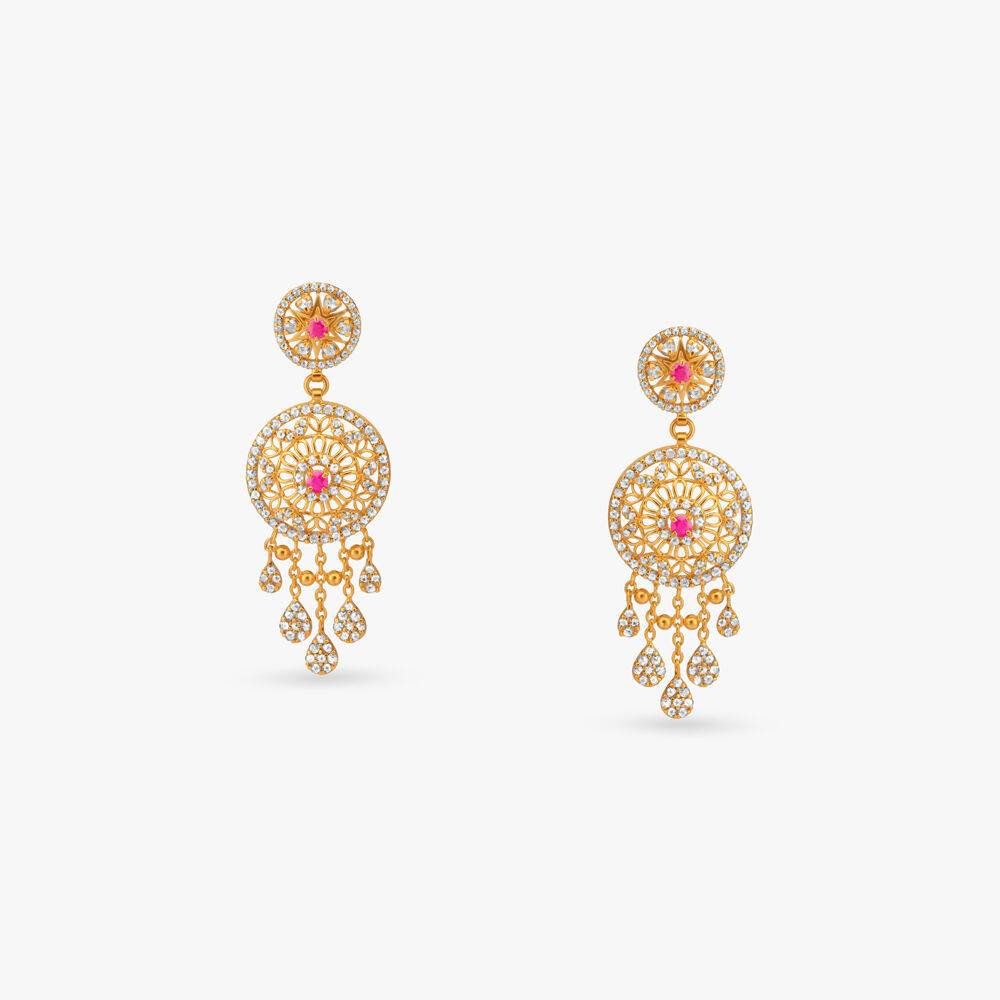 Royal Radiance Open Polki Gold Drop Earrings