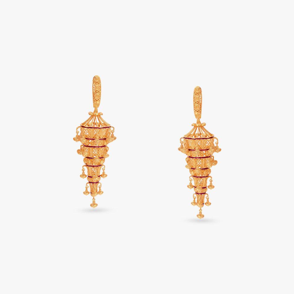 Jharlanthaner Jhalok Gold Jhumka Earrings
