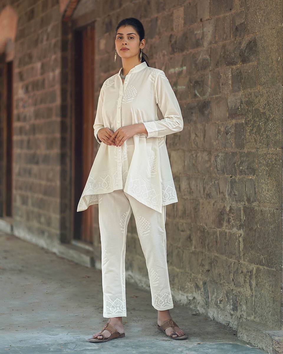 Milk Thistle Ivory Block Printed Top - SFD