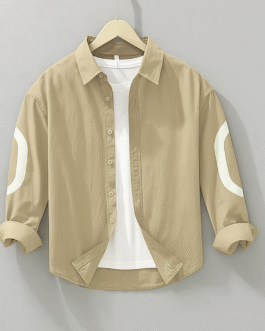 Beige color cut-pest long sleeve mens shirt