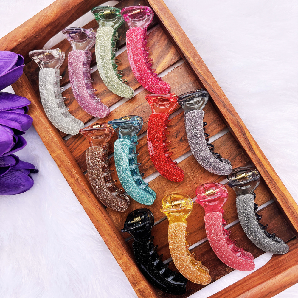 Sparkling Glitter Banana Clip - Medium