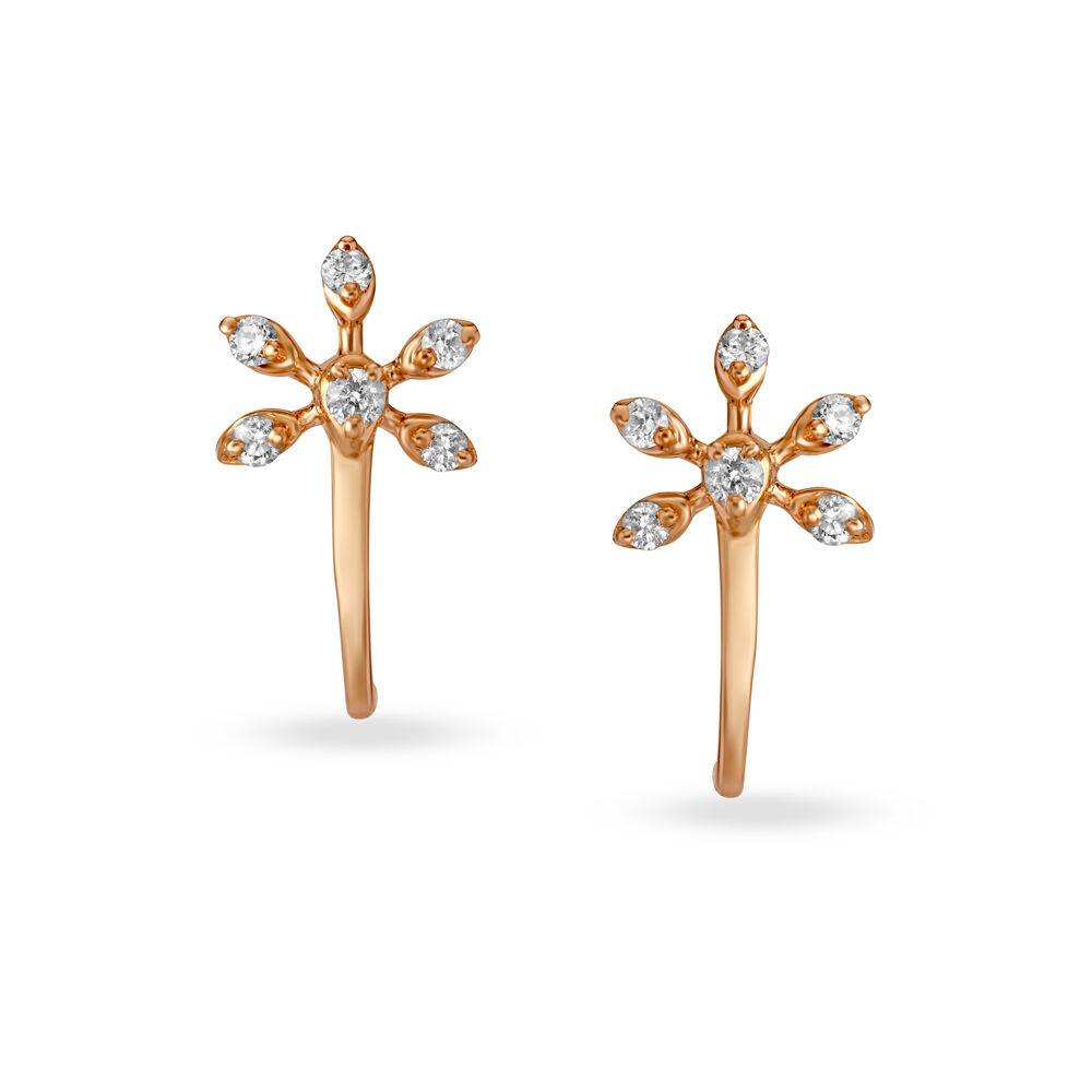 Gilded Blossom Diamond Hoop Earrings
