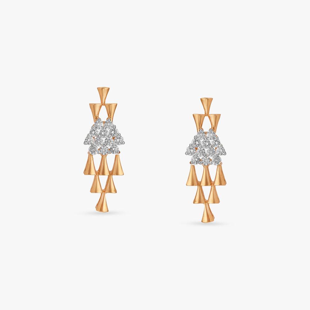 Pyramid Cascade Diamond Drop Earrings