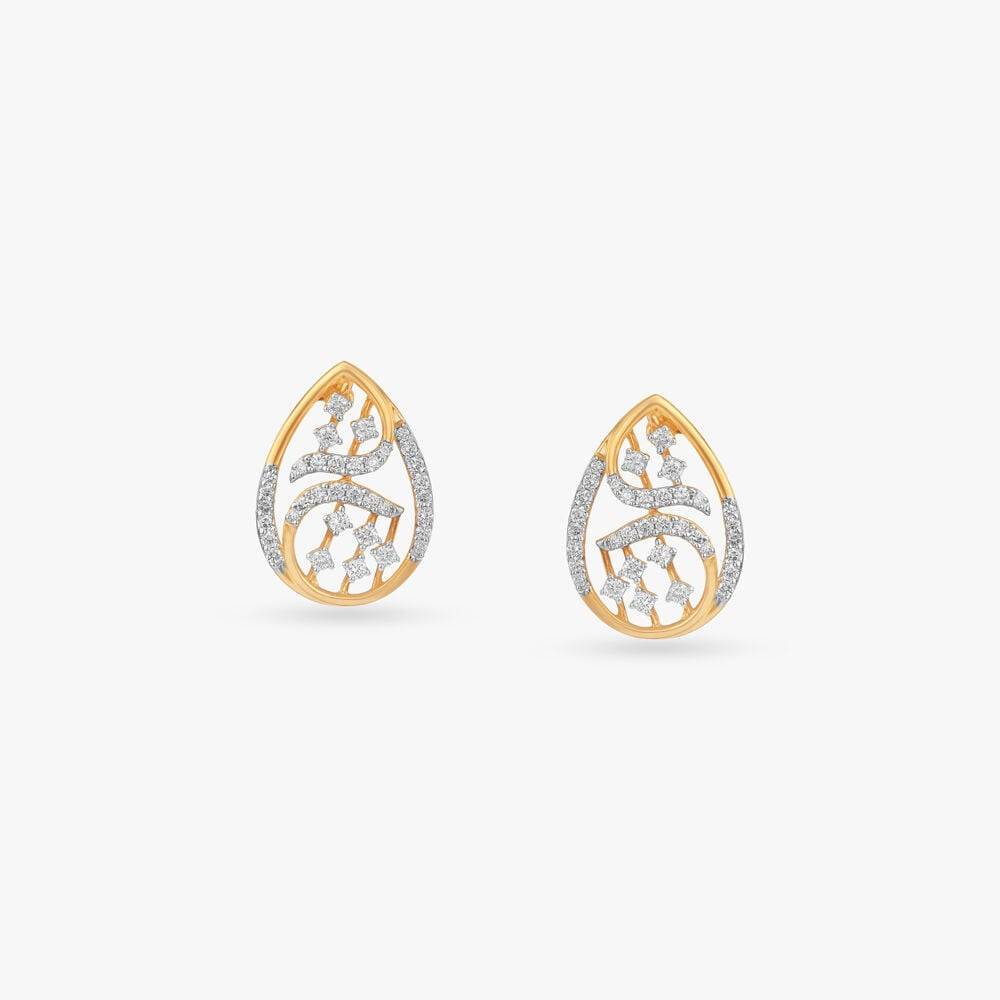 Raindrop Swirl Diamond Stud Earrings