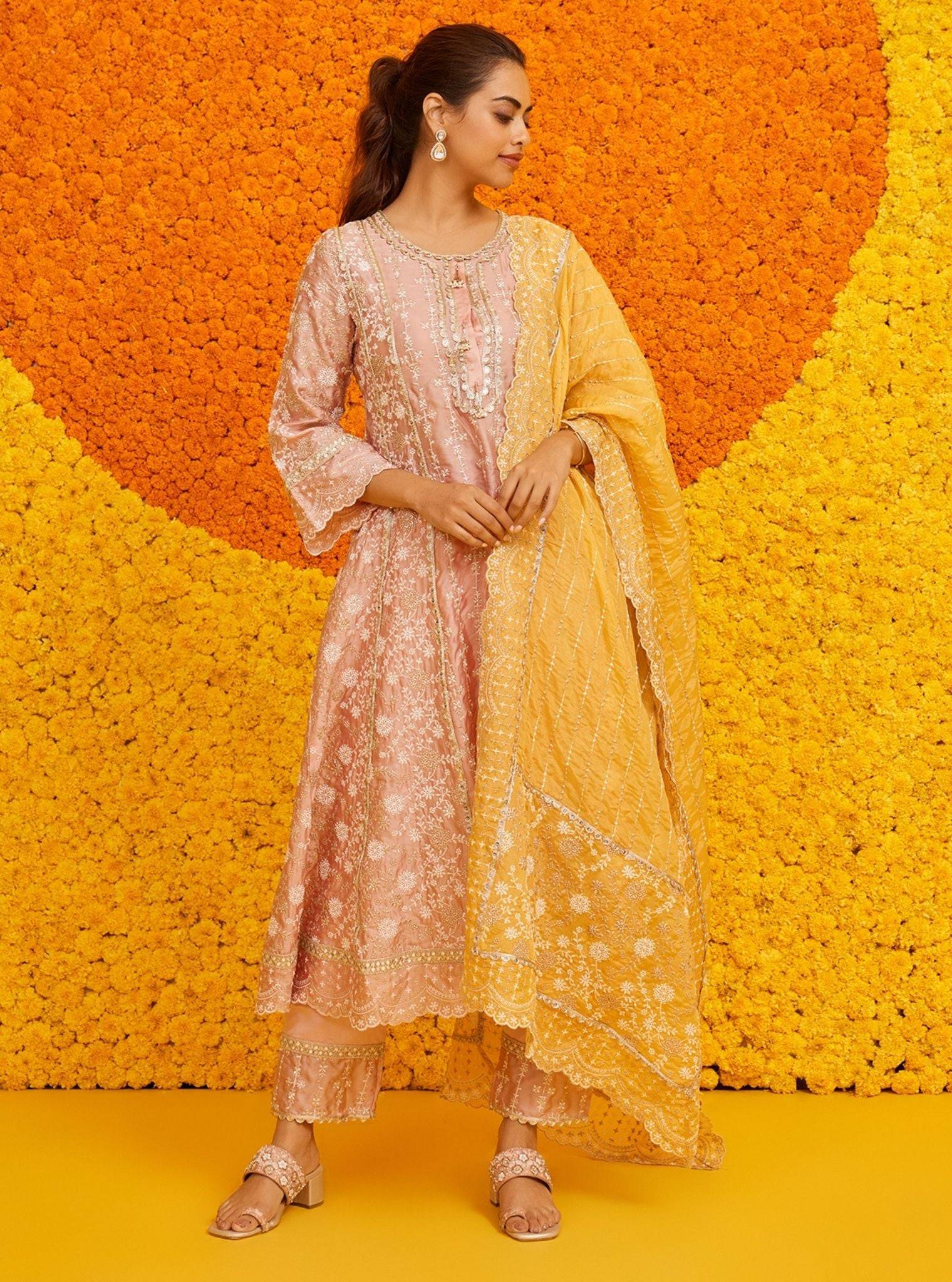 Saathiya Organza Satin Pink Kurta