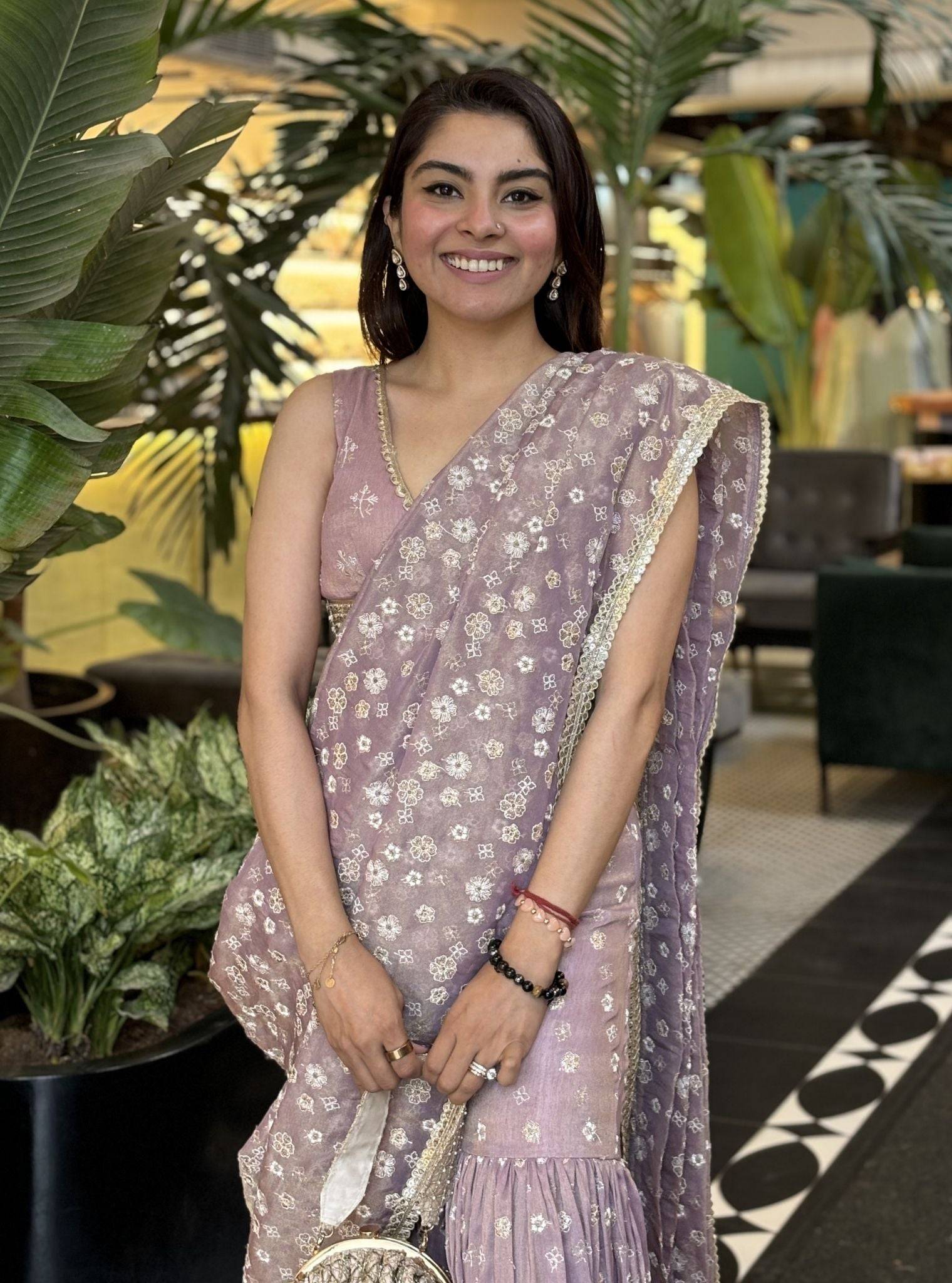 Salome Royal Tissue + Tissue Linen Satin Lilac Garara Saree