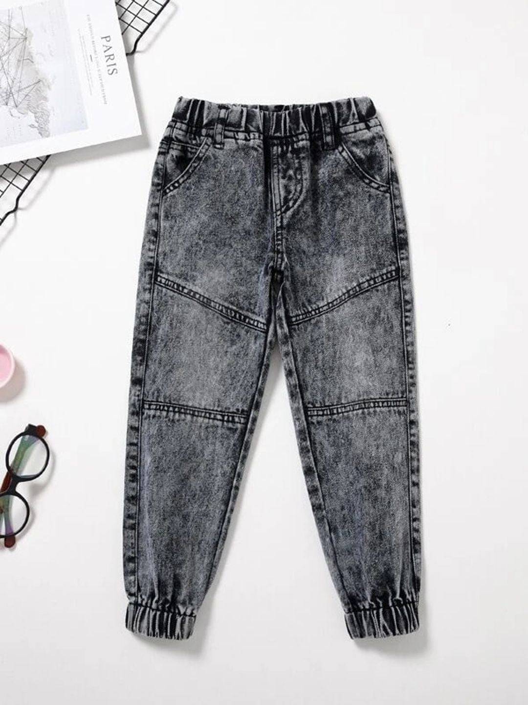 Kotty Boys Black Jean Light Fade Acid Wash Regular Fit Jeans