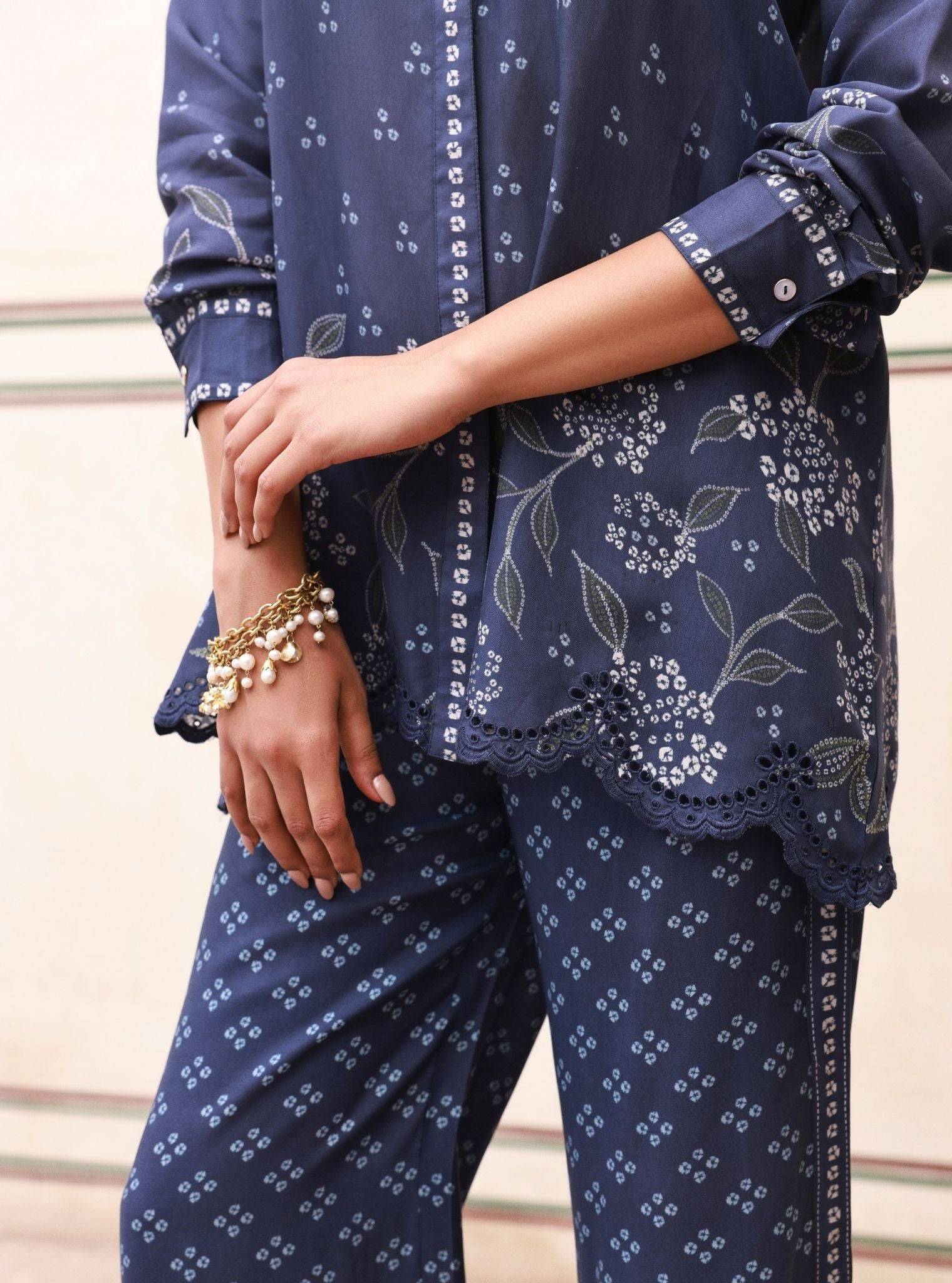 Eirene Lawn Printed Navy Co-ord Set