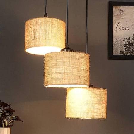 Franklin Beige Natural Fiber Cluster Hanging Light