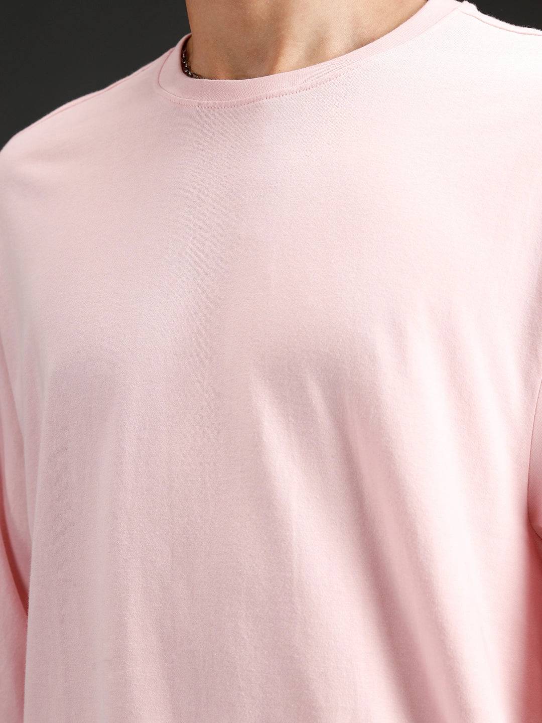 Men's Oversized Placement Print T-shirt | Pink