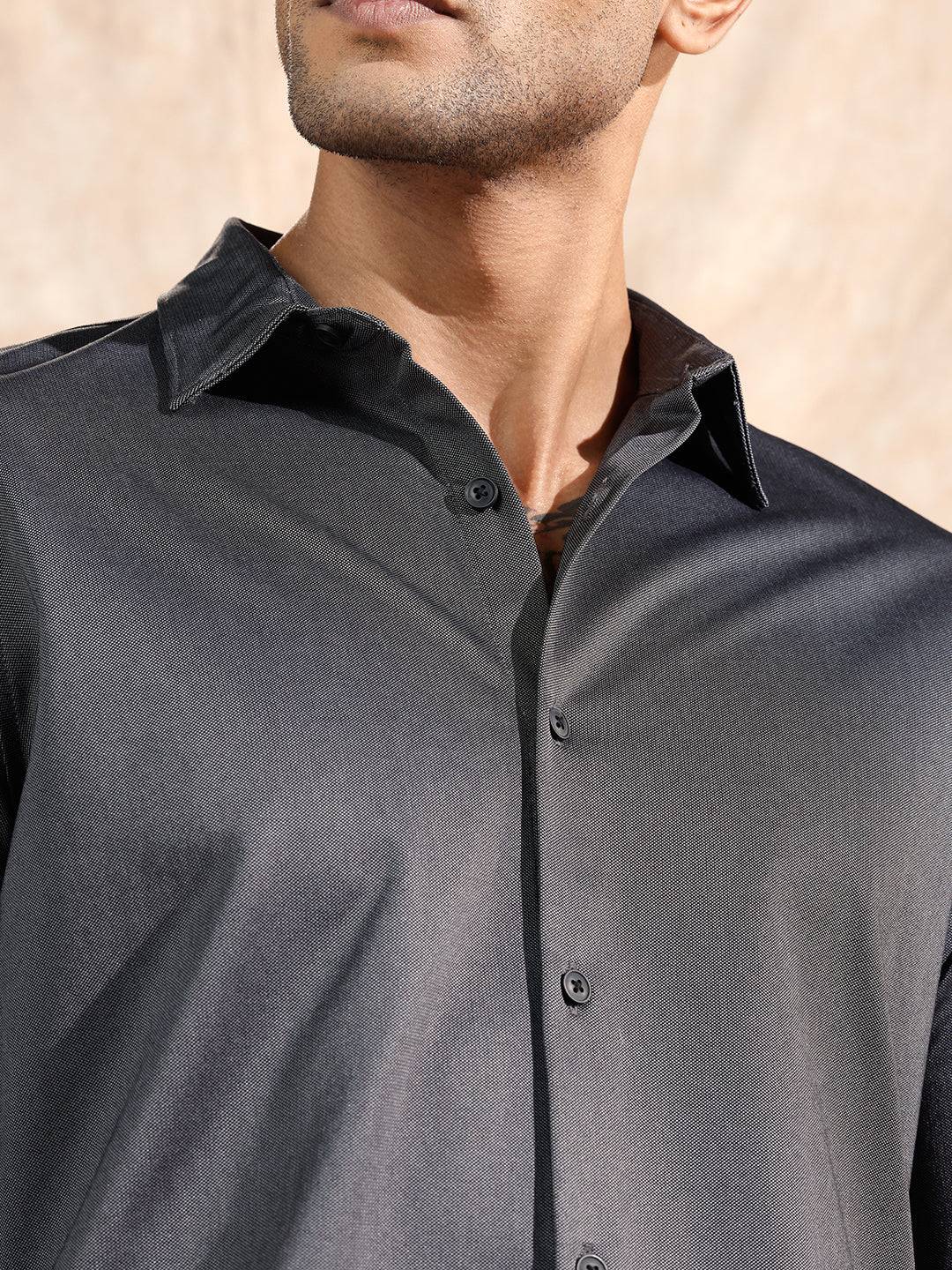 Solid Stretch Slim Fit Shirt | Black