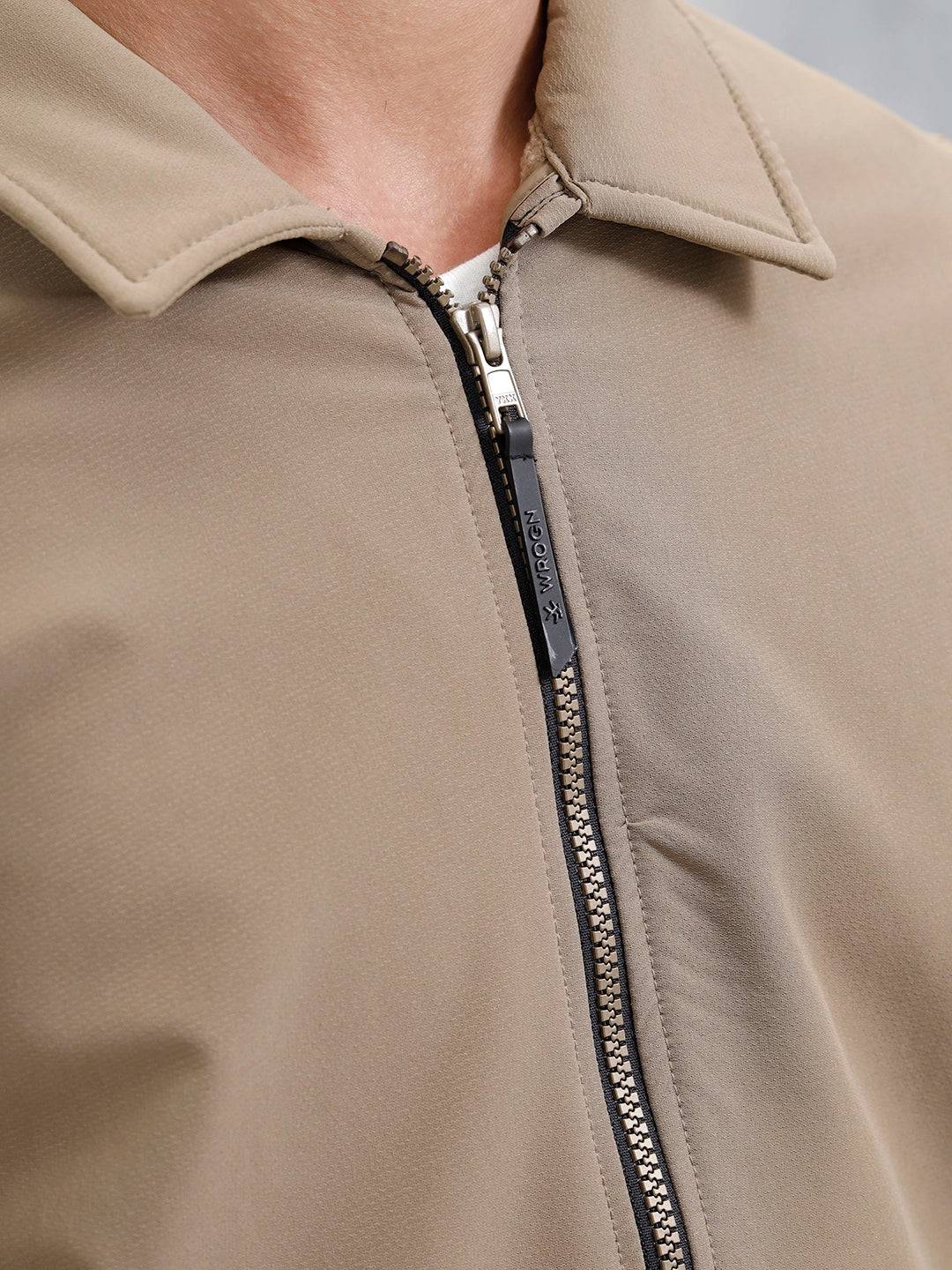 Men's Neutral-Tone Casual Zip Jacket | Beige