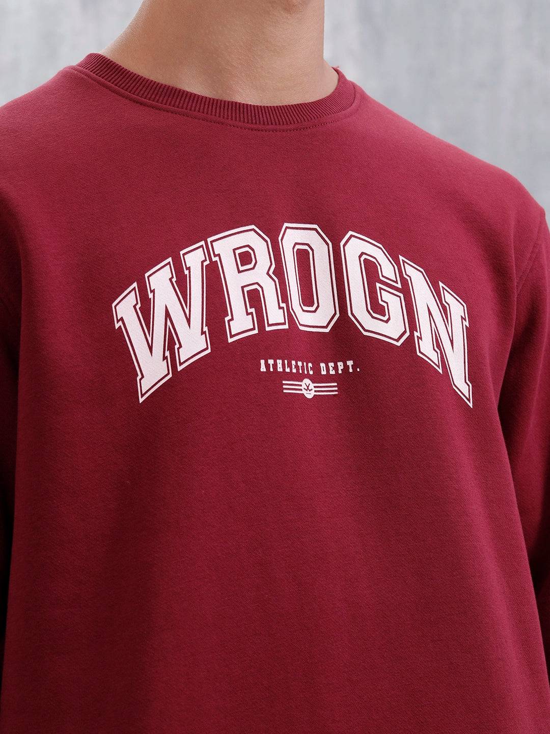 Wrogn Graphic Printed Comfort Fit Sweatshirt | Maroon