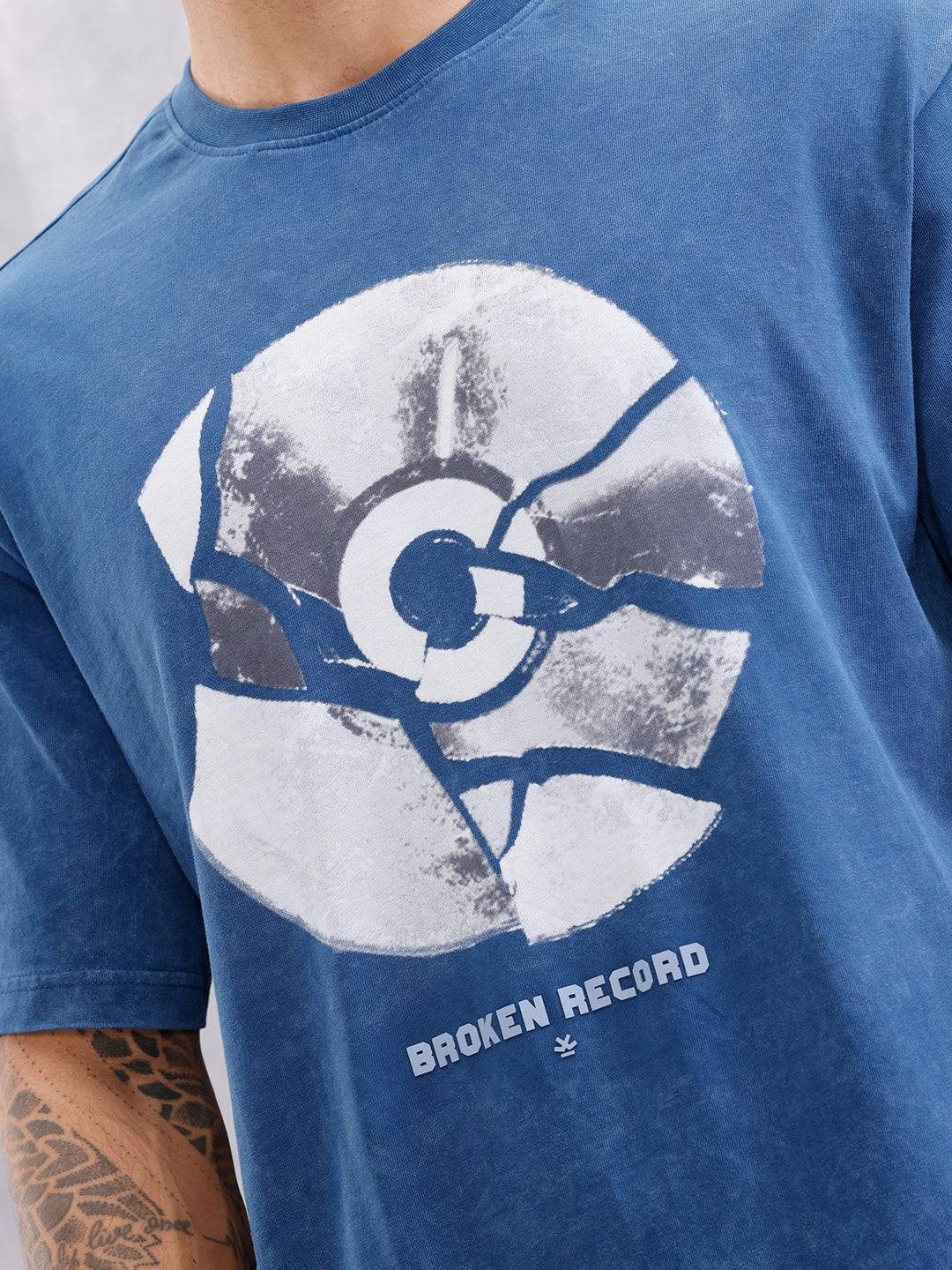Dvd Graphic Printed Oversized Fit Tshirt | Blue