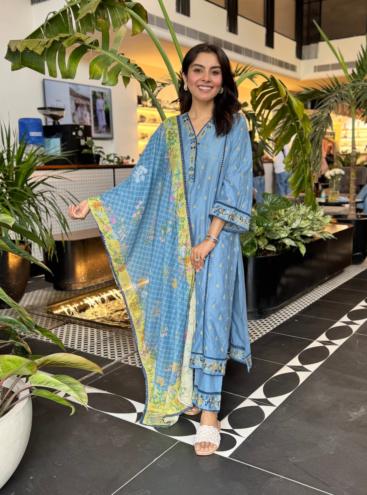 Shira Supima Cotton Blue Anarkali Kurta Set