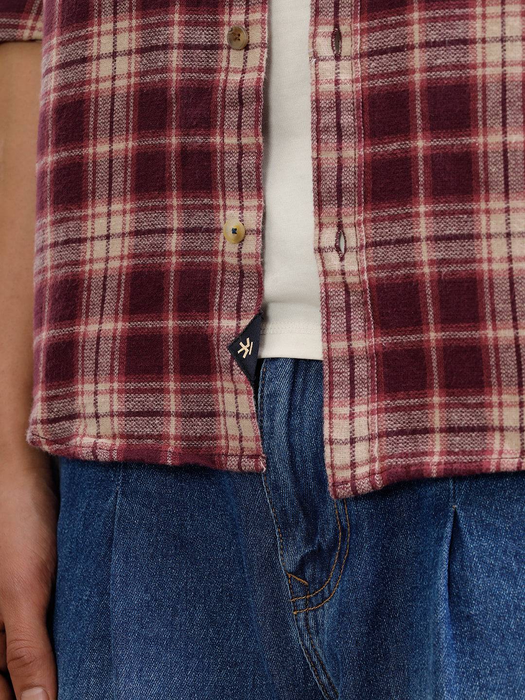 Brushed Flannel Utility Shirt In Slim Fit | Red