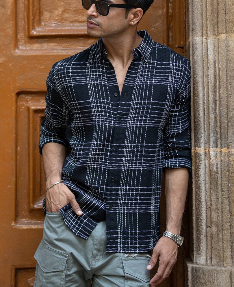 Black Structured Checked Shirt Buy @ ₹799