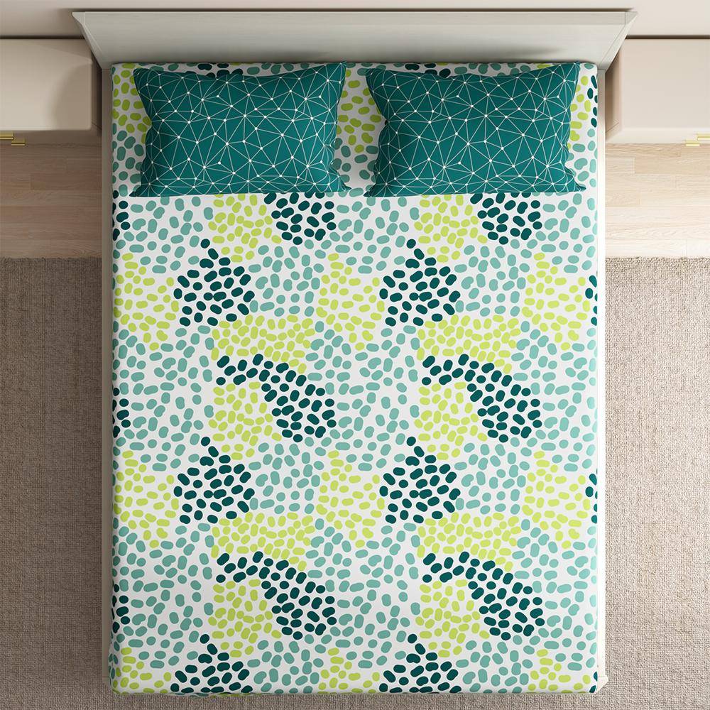 200 TC Flat 100% Cotton Printed Bedsheet, Siri Queen Size (100x90 Inches) / (2.54m*2.29m) with 2 Pillow Covers (100x85 inch)