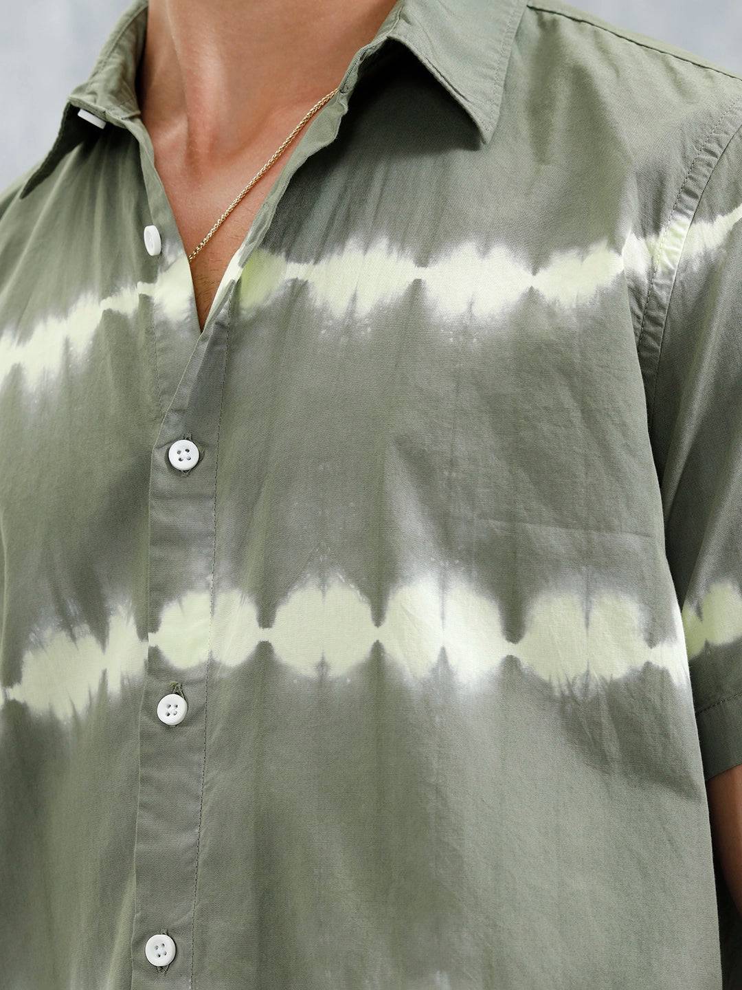 Tie Dye Printed Regular Fit Shirt | Green