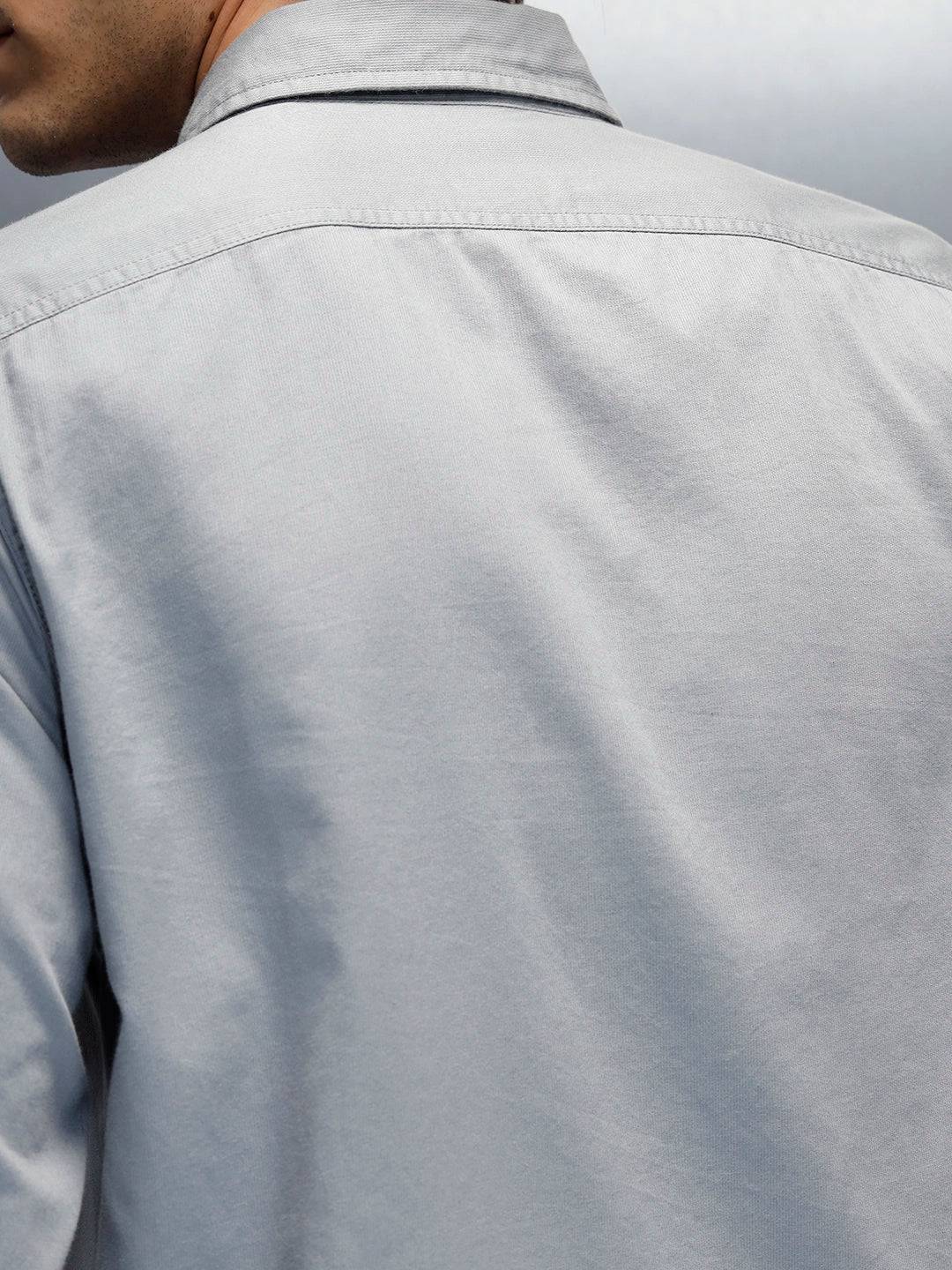 Men's casual slim fit double pocket shirt | Grey