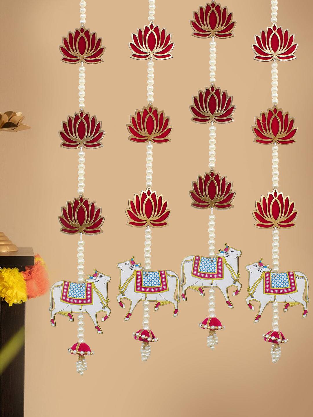 Pack of 4 Traditional Indian Garlands with Lotus Buds