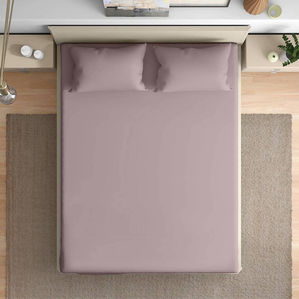 100% Cotton 200 TC Flat Printed Bedsheet, Wood Rose Queen Size (100x90 Inches) / (2.54m*2.29m) with 2 Pillow Covers Wood Rose, Double (100x85 inch)