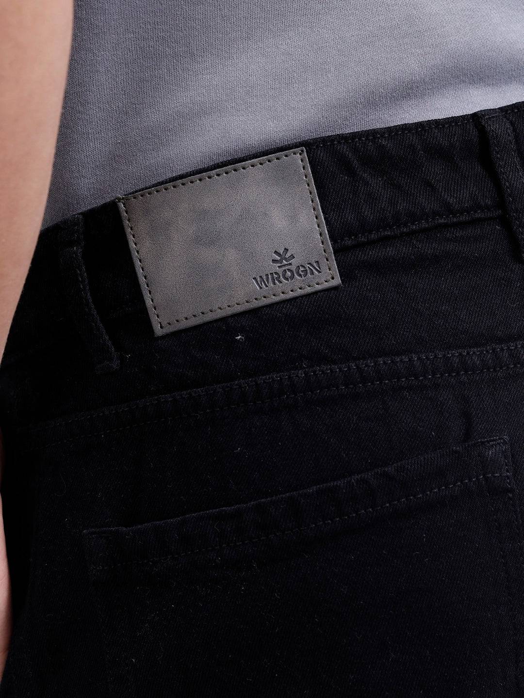 Loose Fit Workwear Trousers With Patch Pockets & Hammer Loop | Black