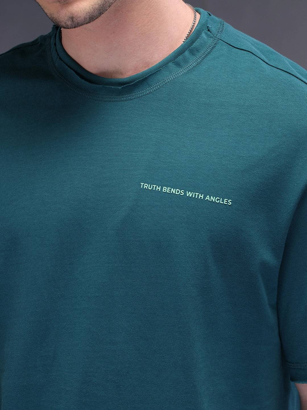 Raw Edge Printed T-Shirt | Green