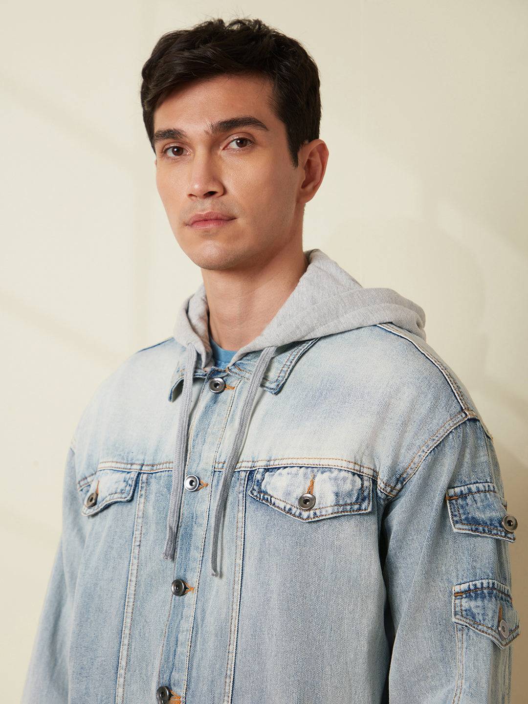 Oversized Hooded Trucker Jacket | Blue