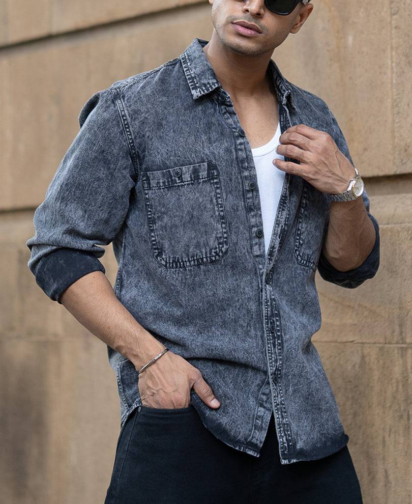 Carbon Black Regular Fit Full Sleeves Shirt Buy @ ₹1299