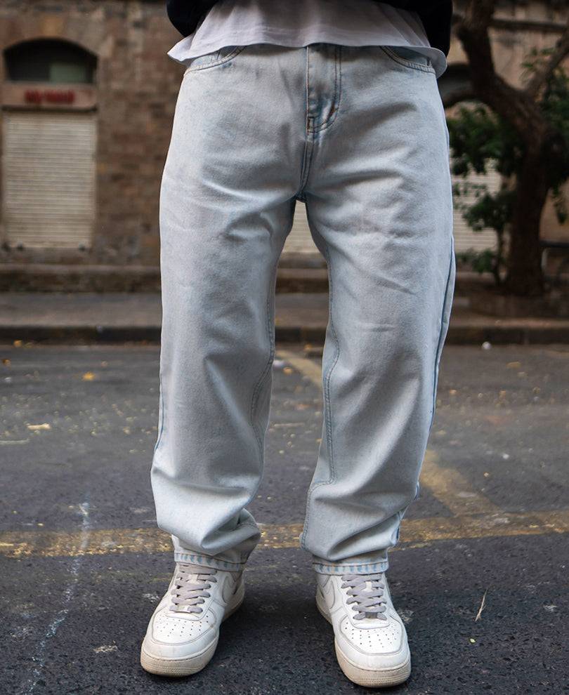 Light Blue Basic Baggy Fit Denim Jeans Buy @ ₹1299