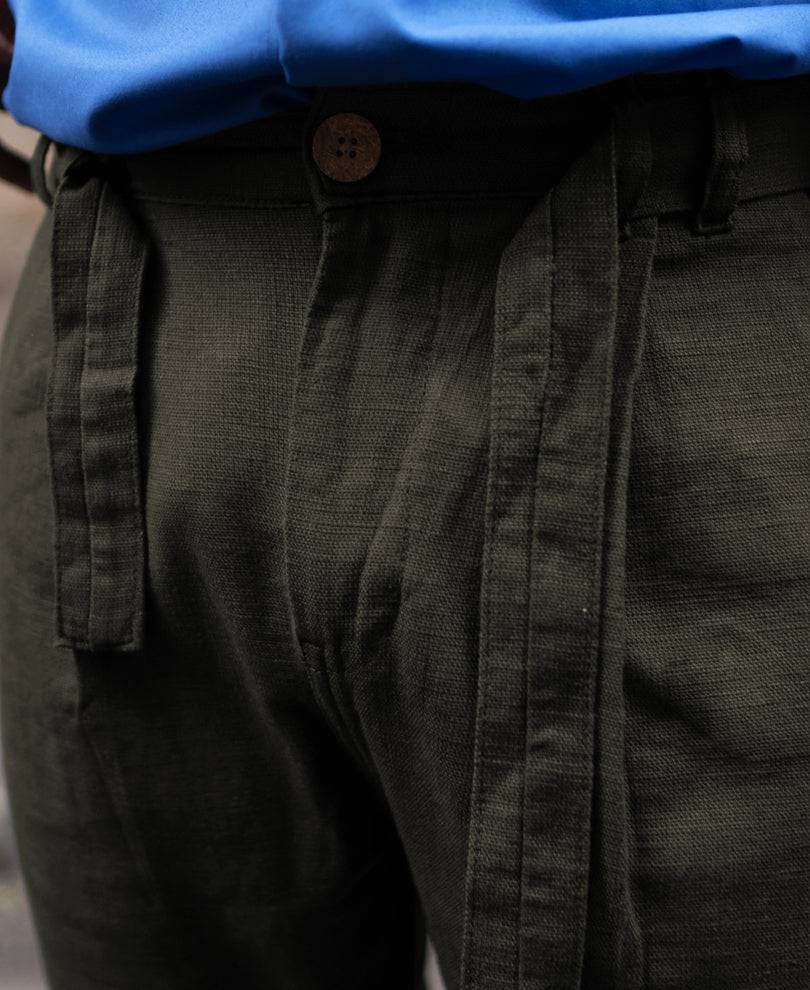 Olive Cotton Pant With Belt Buy @ ₹1399