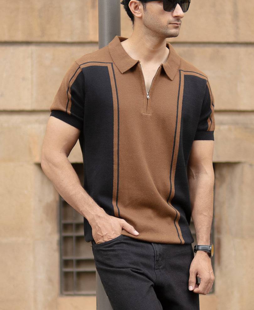 Brown And Black Panelled T-Shirt Buy @ ₹899