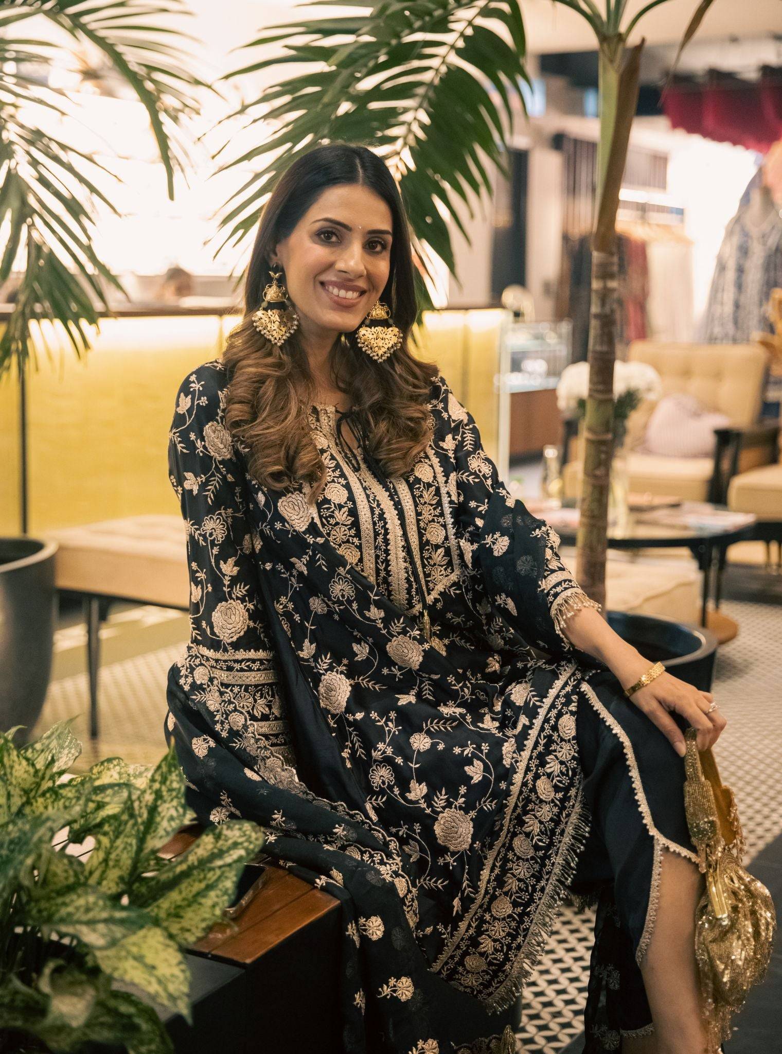 Sanae Cupro Satin Black Kurta Set